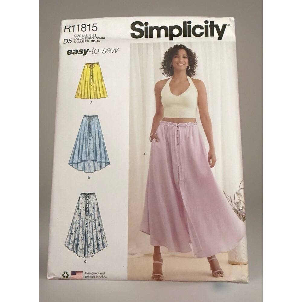Simplicity R11815 EASY Skirts w Ruffle, Buttons & Pockets Sz 4 - 12 UNCUT S9786